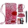 Candywe-M801 Fashion Wallet Leopard Case Flip Leather Cover with Card Holder/Strap for HTC ONE M8 (2014 version) #007