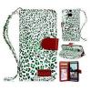 Candywe-M801 Fashion Wallet Leopard Case Flip Leather Cover with Card Holder/Strap for HTC ONE M8 (2014 version) #008